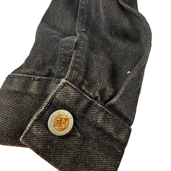 Y2K Avenue Blues Black Denim Jacket Logo Buttons Adjust Hem Womens Plus 18/20 - Picture 6 of 8